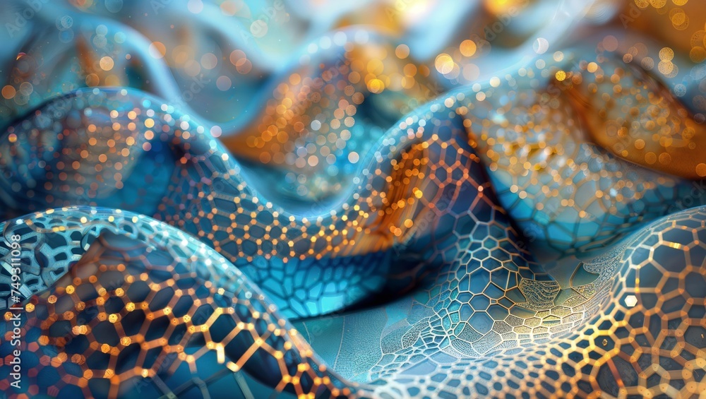 Golden Fractal Rocks: Close-up of blue and gold rocks with intricate ...