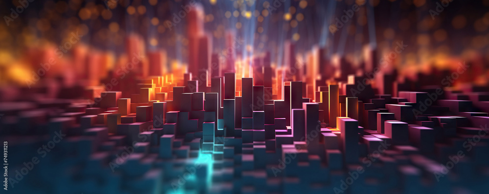 Fototapeta premium Abstract digital background. Can be used for technological processes, neural networks and AI, digital storages, sound and graphic forms, science, education, etc.