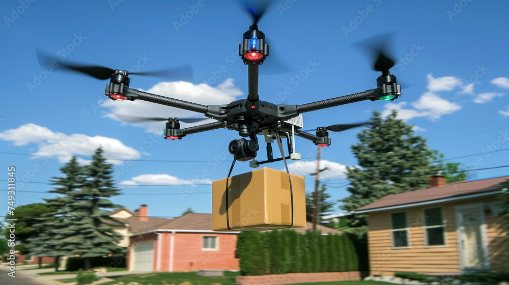 Drone Delivery Service Transporting Packages
