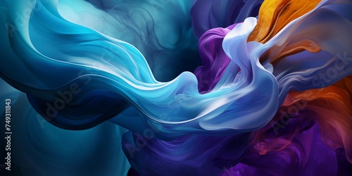 Abstract background Streams of blue and purple smoke flow gently in the water