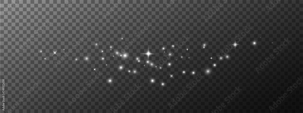 Obraz premium Golden sparks and stars glitter with a special light effect. Vector sparkles on a transparent background create a Christmas abstract. Vector sparkles on a transparent background create a Christmas abs
