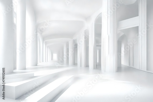 white corridor with columns
