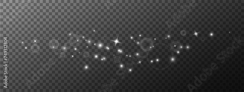 Vector illustration of yellow dust shining in sunlight, against a background of golden glitter and sparks. PNG