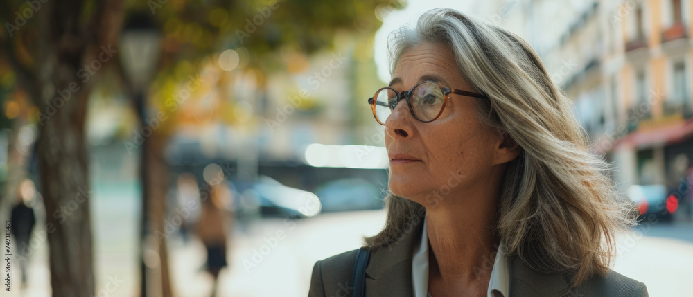 Contemplative woman gazing through the city's soul. Contemplative woman gazing through the city's soul.