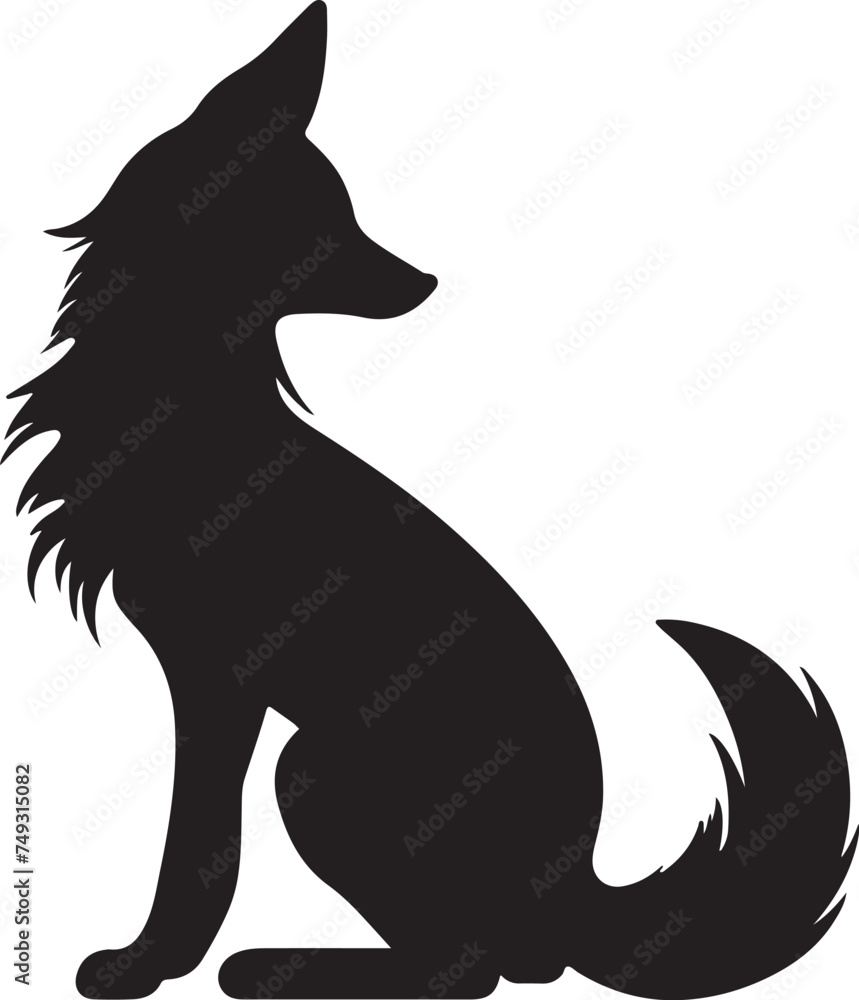 Fototapeta premium Fox Silhouette Vector Illustration White Background