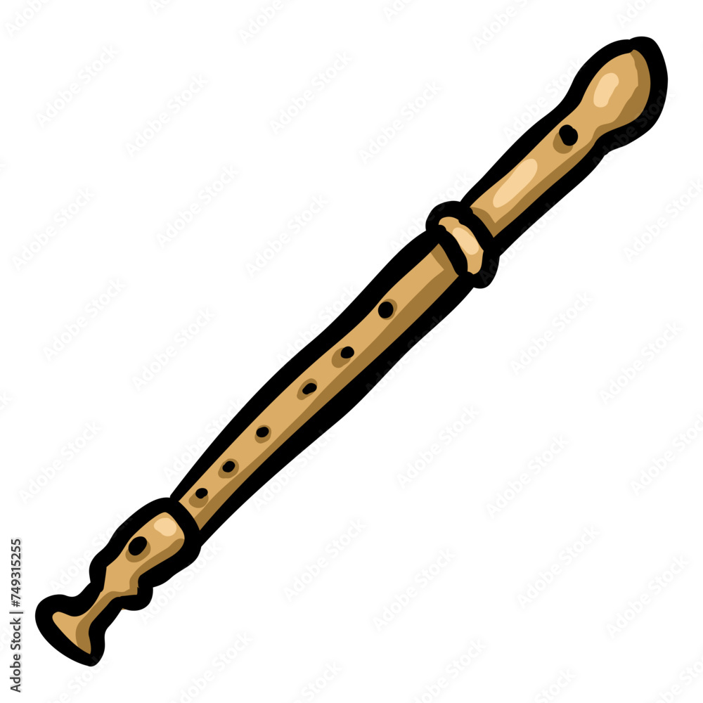 Obraz premium Musical Instrument Flute Doodle Icon