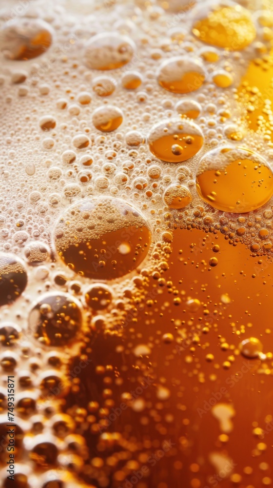 Ultra close up view of beer texture with foam Ultra close up view of beer texture with foam