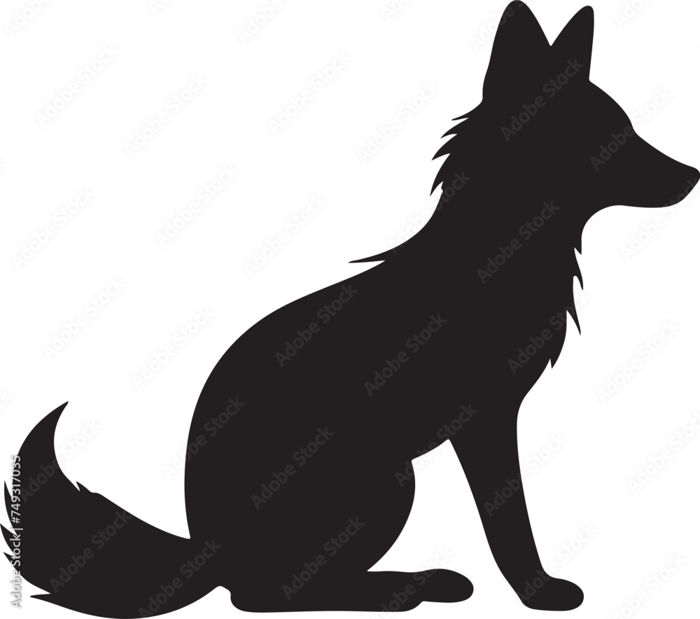 Fox Silhouette Vector Illustration White Background