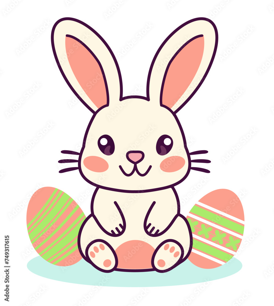 Happy Easter rabbit. Bunny with egg for kids. Rabbit or hare, spring festival animal. Cute bunny. Cartoon holiday decent vector character. Vector illustration on transparent background. Happy Easter rabbit. Bunny with egg for kids. Rabbit or hare, spring festival animal. Cute bunny. Cartoon holiday decent vector character. Vector illustration on transparent background.