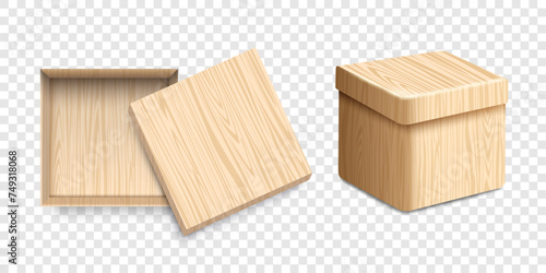 Wooden texture box realistic 3d style