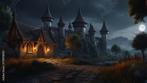 medieval fantasy landscape with dark atmosphere © Hagi