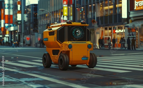 A robot delivers goods, technology, city taxi