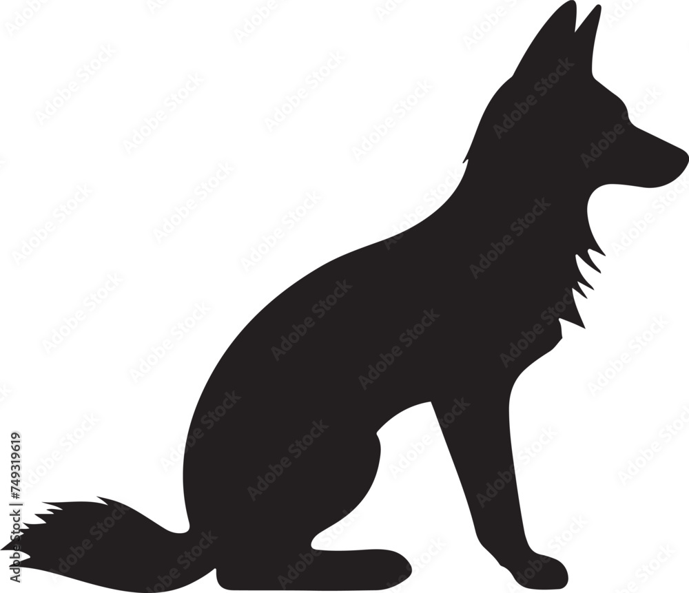 Fox Silhouette Vector Illustration White Background