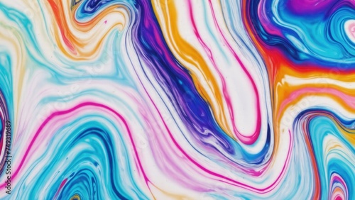 Wallpaper Mural Multicolor and Blue dynamic background mixing liquid paints art. Modern futuristic pattern marble translucent colors texture Torontodigital.ca