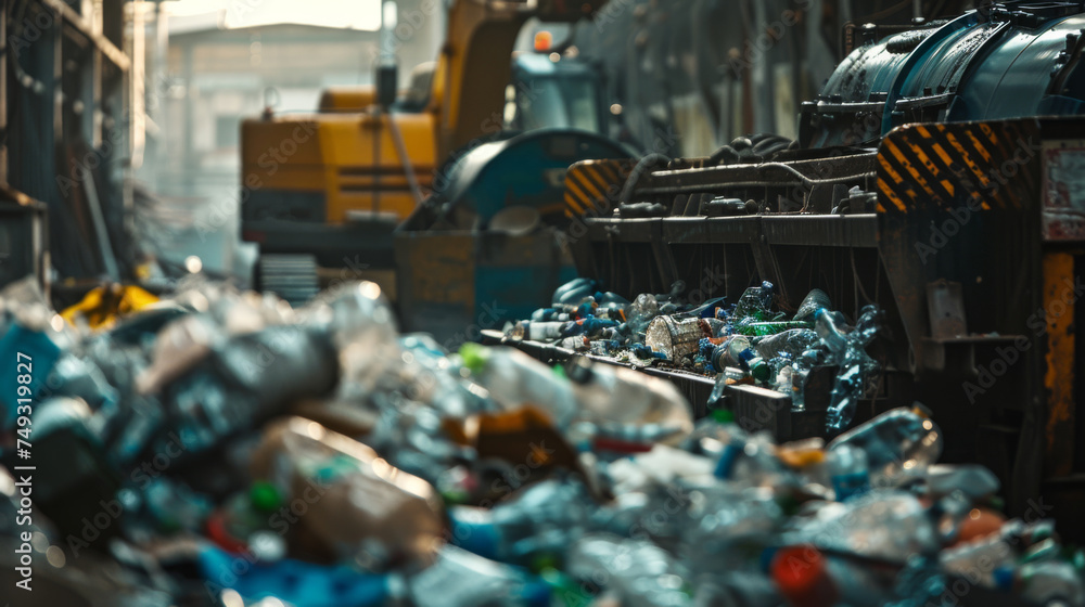 Close-up of high-tech machinery segregating materials at a recycling center