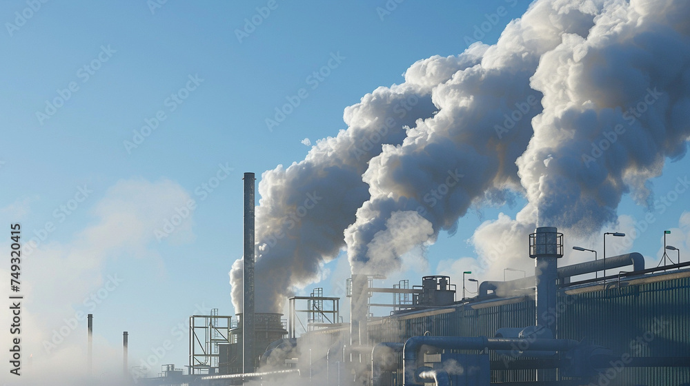 Geothermal Power Plant Emitting Steam