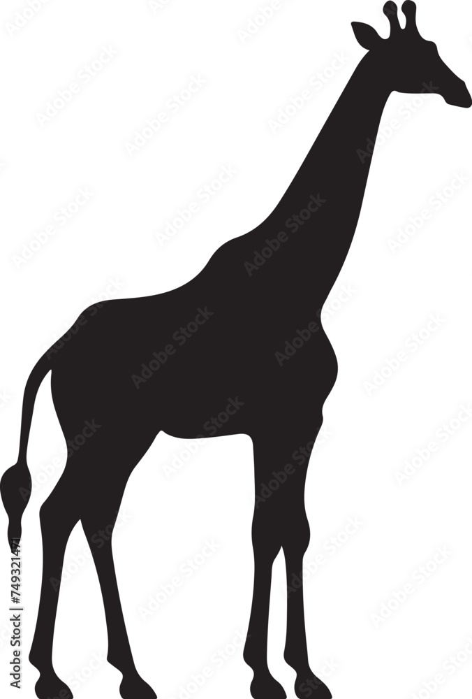 Fototapeta premium Giraffee Silhouette Vector Illustration White Background