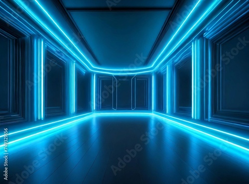 Neon blue light empty room