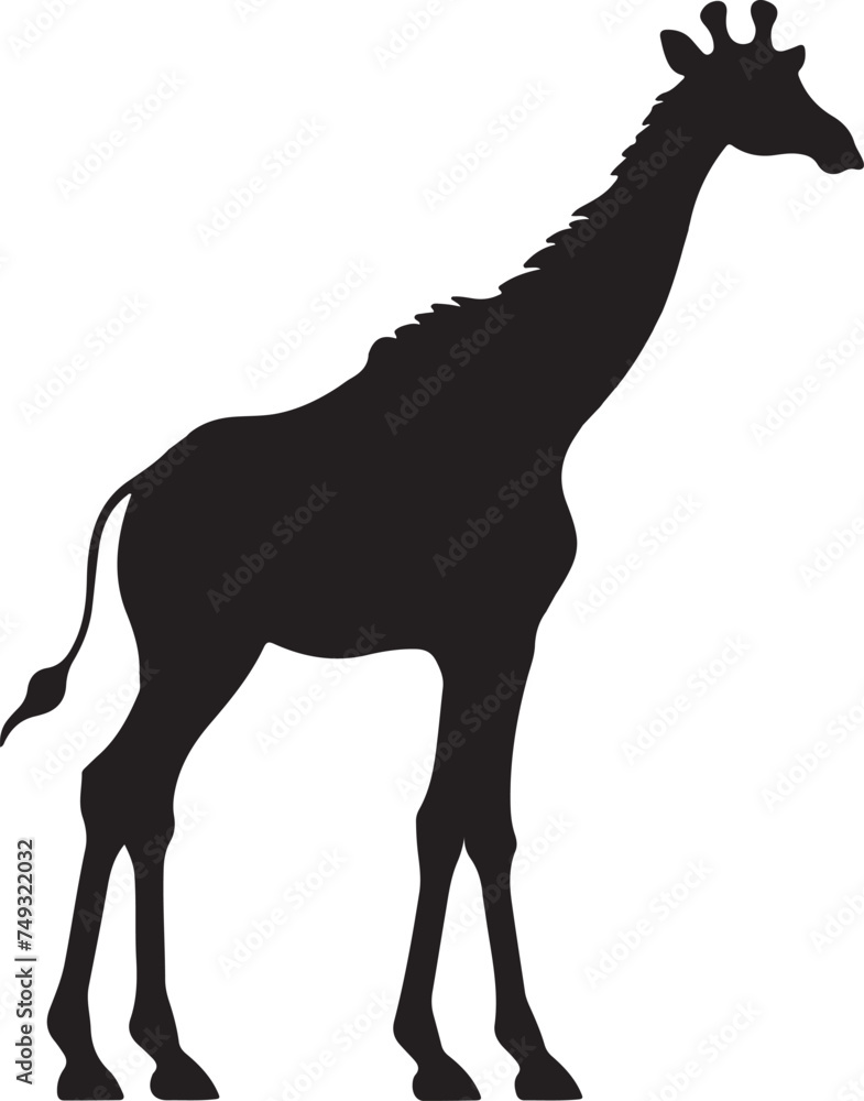 Fototapeta premium Giraffee Silhouette Vector Illustration White Background
