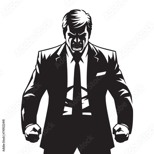 Spine-Chilling Angry Person Set of Silhouette - Unveiling the Elegance of Rage through Angry Person Expression Illustration
