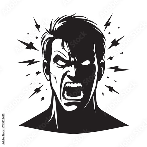 Bewitching Angry Person Set of Silhouette - Conjuring the Essence of Agitation with Angry Expression Silhouette - Angry Person Vector
