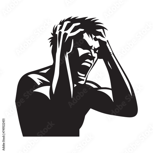 Angry Person Silhouette Showcase - Unveiling the Fiery Emotion through Angry Person Expression Illustration - Angry Person Vector
