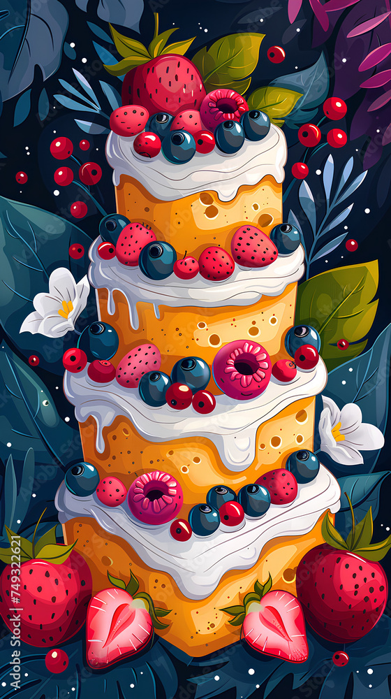 flat illustration cake and cream design background