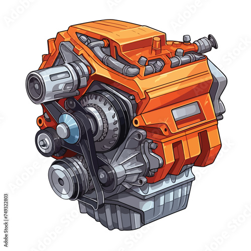 Vector illustration of a geometric polygonal V8 engi