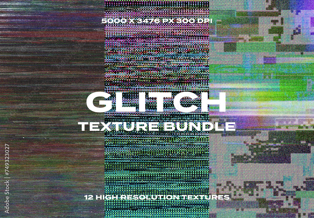Glitch Screen VHS TV Display Overlay Texture Pack Bundle Effect Surface ...