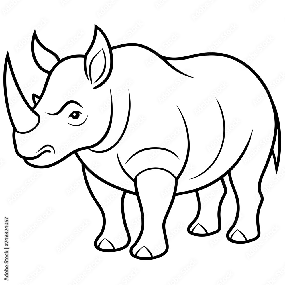 Fototapeta premium rhino cartoon coloring page