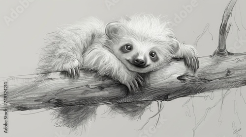 Sketch design, cute sloth, generated with AI