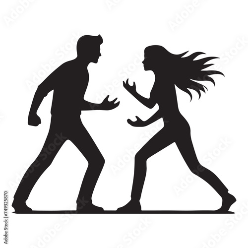 Couple Quarrelling Silhouette Extravaganza - A Journey into the Relationship Macabre with Couple Quarrelling Illustration and Couple Fight Silhouette
