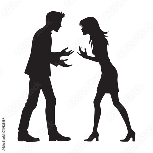 Dynamic Couple Quarrelling Silhouette Collection - Traversing the Emotional Realms through Couple Fight Silhouette - Couple Quarrelling Illustration 