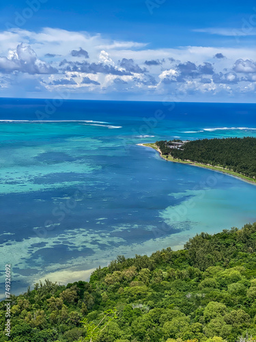 Beautiful landscape of Mauritius island with turquoise lagoon