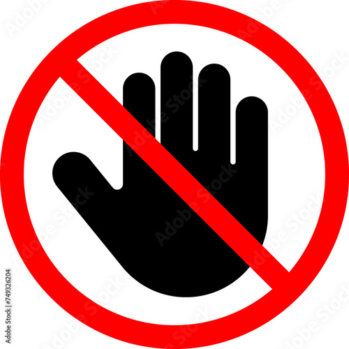 Stop Sign. Do not touch. Forbidden Sign with Stop hand Isolated Icon