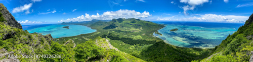 Beautiful landscape of Mauritius island with turquoise lagoon
