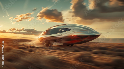 An object engineered for maximum aerodynamics, its speed effect rendered as a visual symphony of blurred landscapes