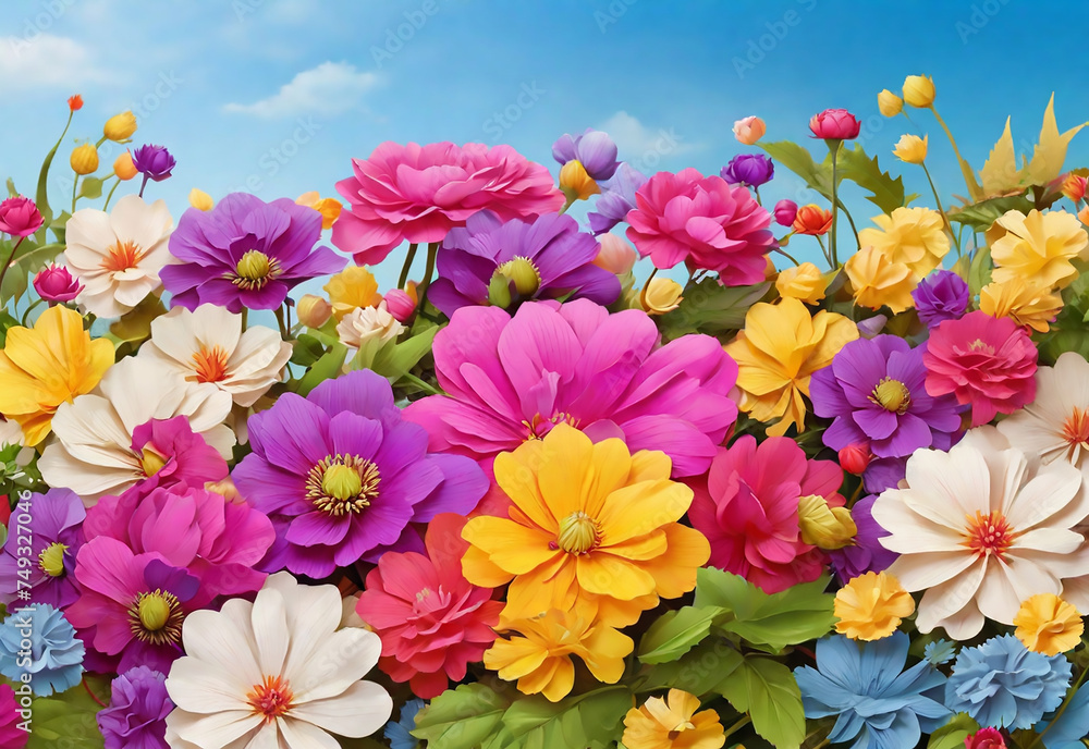 Colorful Flower Nature Background. Ai generate Colorful Flower Nature Background. Ai generate