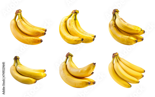 Collection of a bunch of bananas isolated on a transparent background, PNG photo