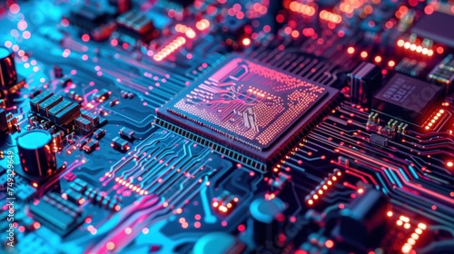 CPU chipset on circuit board. electronic circuit board,