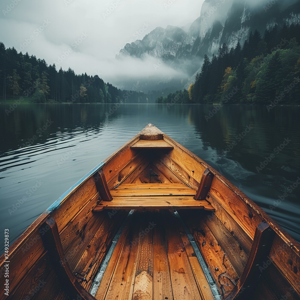 Boat ride on a lake, canoe on lake Boat ride on a lake, canoe on lake