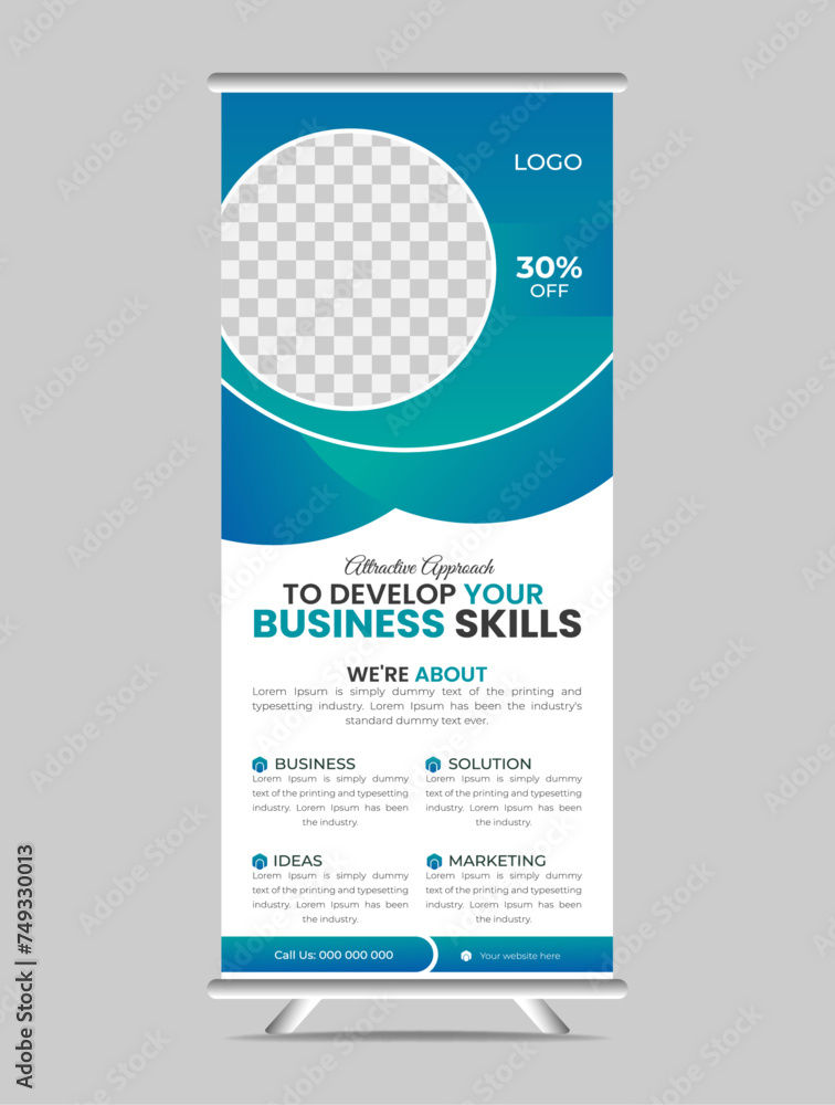 Modern creative roll up banner or rack card design template. Modern creative roll up banner or rack card design template.