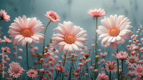 Beautiful, colorful chamomile daisy flowers. Floral composition photo