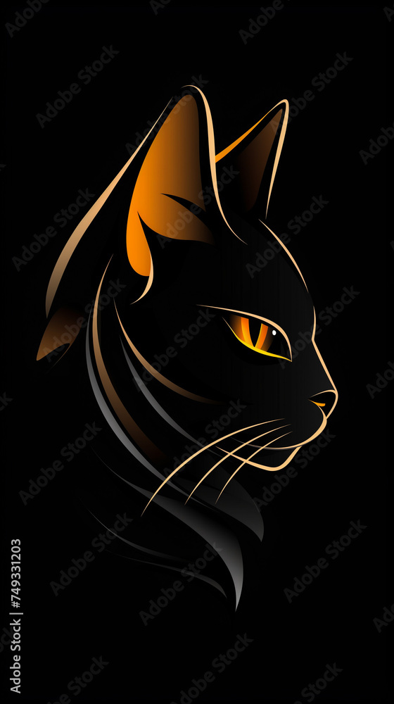 Fototapeta premium 猫のシンプルなロゴ/Simple Logo of a cat/Generative AI