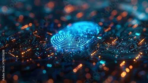 digital handprint with neon colors, network security concept, data protection concept 