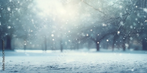 Winter landscape with snowfall and falling snowflakes. Winter background. © Gallery BD