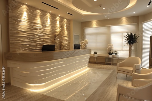 Elegance reception area in a luxury clinic interior room photo