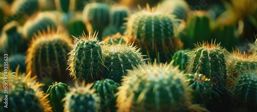 A close-up view of a vast collection of green cactus plants, part of the renowned cactus group at Carl Johans park in Norrkoping. This annual tradition features thousands of cacti in various sizes and