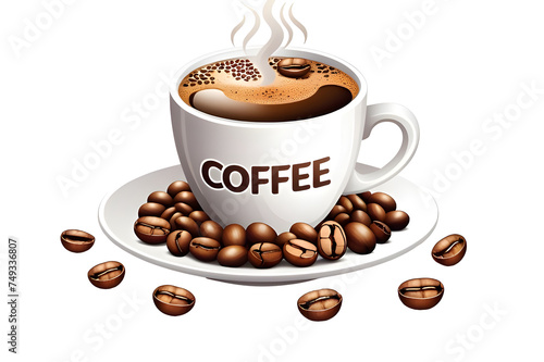 Cup of Fresh Coffee. Vector Illustration.. Decorative Design for Cafeteria, Posters, Banners, Cards 