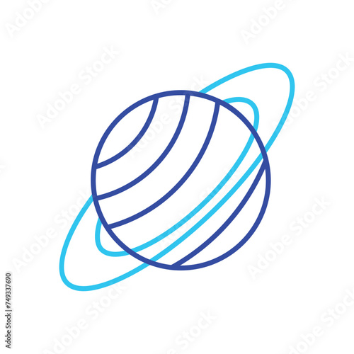 Dark and light blue  Saturn vector icon